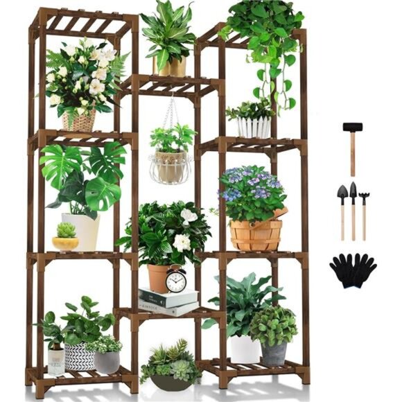 Plant Stand Indoor Outdoor, Tall Plant Shelf for Multiple Plants - Picture 1 of 7